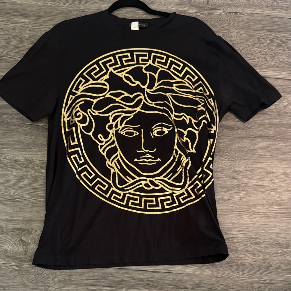Versace Black Tee with Gold Accent
